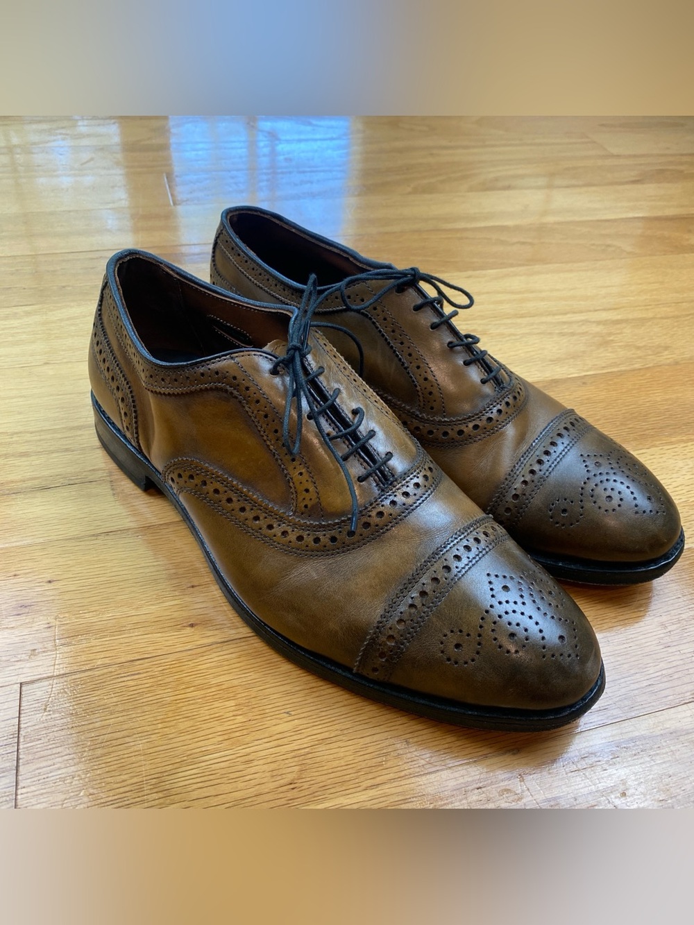 Allen Edmonds Strand Men’s Leather Brogue Cap Toe Oxfords Sz 10 Made In 🇺🇸